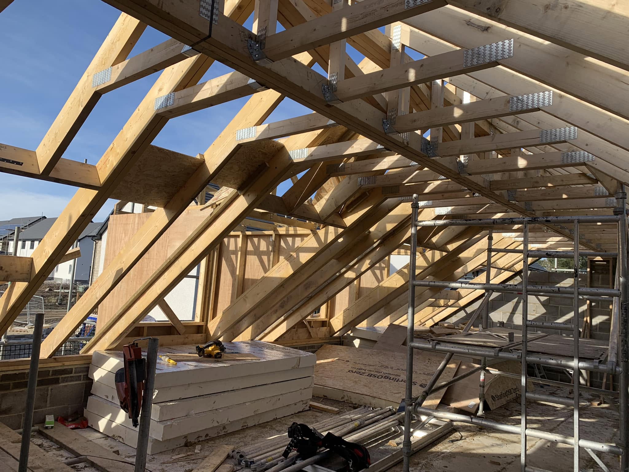 Attic Roof Joists & Decking Under Assembly
